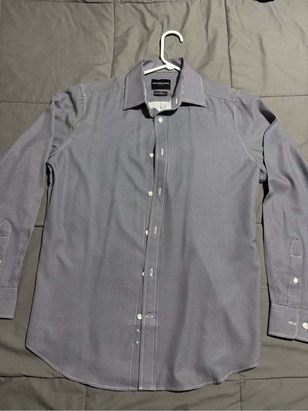 Scotch & Soda Men's Navy Micro-Check Dress Shirt